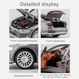 Метална кола Audi A7 1:24 – сив металик, Без опаковка
