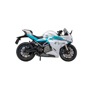 Метален пистов мотор 1:12, бяло-син пистов дизайн, без опаковка