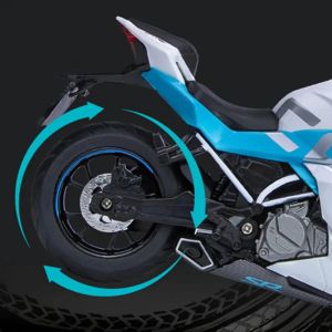 Метален пистов мотор 1:12, бяло-син пистов дизайн, без опаковка