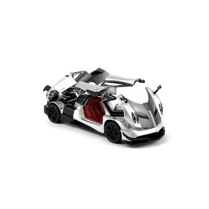 Метална кола Pagani Huayra BC 1:24 – сребрист с ефект пушек, звук, светлини, без опаковка