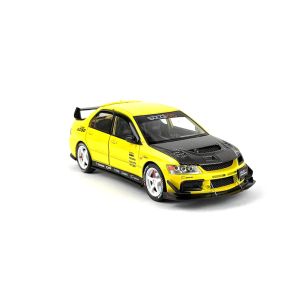 Метална кола Mitsubishi Lancer Evolution 1:24 – жълт тунинг, Без опаковка