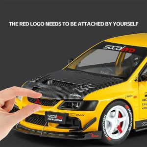 Метална кола Mitsubishi Lancer Evolution 1:24 – жълт тунинг, Без опаковка