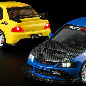 Метална кола Mitsubishi Lancer Evolution 1:24 – жълт тунинг, Без опаковка