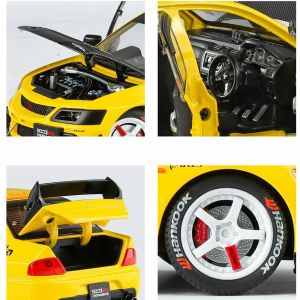 Метална кола Mitsubishi Lancer Evolution 1:24 – жълт тунинг, Без опаковка