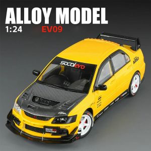 Метална кола Mitsubishi Lancer Evolution 1:24 – жълт тунинг, Без опаковка