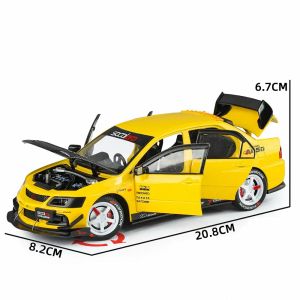 Метална кола Mitsubishi Lancer Evolution 1:24 – жълт тунинг, Без опаковка