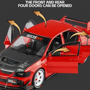 Метална кола Mitsubishi Lancer Evolution 1:24 – червен тунинг, Без опаковка