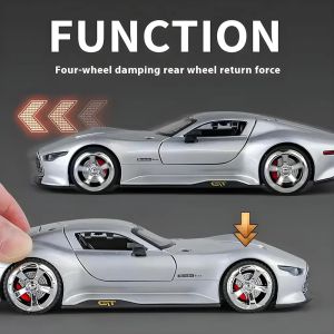 Метална кола Mercedes-Benz AMG Vision GT 1:24 – сребрист с врати тип крило, Без опаковка