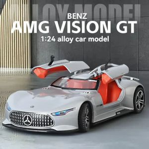 Метална кола Mercedes-Benz AMG Vision GT 1:24 – сребрист с врати тип крило, Без опаковка