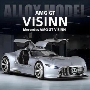 Метална кола Mercedes-Benz AMG Vision GT 1:24 – сребрист с врати тип крило, Без опаковка