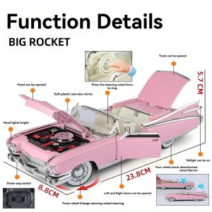 Метален модел Cadillac Eldorado Cabriolet 1:24 – розов ретро, Без опаковка