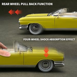 Метален модел Cadillac Eldorado Cabriolet 1:24 – жълт ретро, Без опаковка