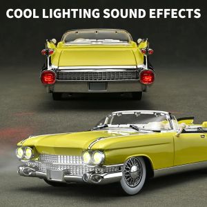 Метален модел Cadillac Eldorado Cabriolet 1:24 – жълт ретро, Без опаковка