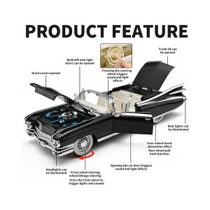 Метален модел Cadillac Eldorado Cabriolet 1:24 – черен ретро, Без опаковка