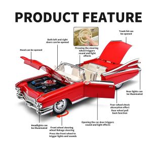 Метален модел Cadillac Eldorado Cabriolet 1:24 – Червен ретро, Без опаковка