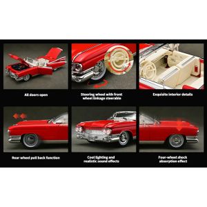 Метален модел Cadillac Eldorado Cabriolet 1:24 – Червен ретро, Без опаковка