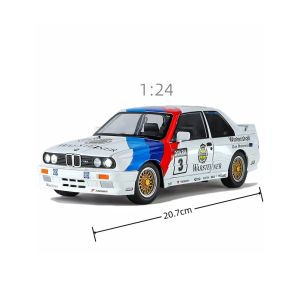 Метална кола BMW M3 E30 1:24 състезателен дизайн, бял, без опаковка