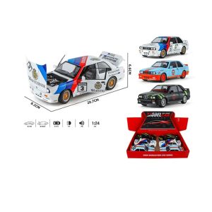 Метална кола BMW M3 E30 1:24 състезателен дизайн, син, без опаковка