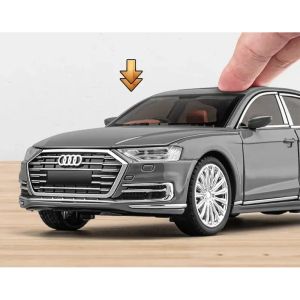 Метална кола Audi A8 1:24 сив луксозен седан с детайлен интериор