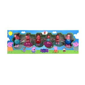 Детски комплект фигурки, Peppa Pig стил, 6 броя, Цветни герои