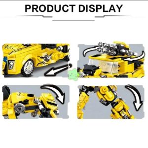 Конструктор робот 2 в 1, Bumblebee стил, 741 части, Жълт спортен автомобил