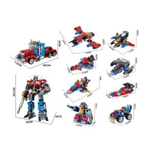 Конструктор робот 2 в 1, Optimus стил, 8 в 1, 725 части, Трансформиращ се камион