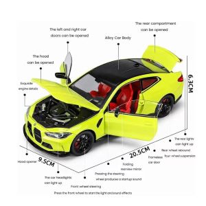 Метална кола BMW M4 Coupe, Неоново зелен, 1:24, Без опаковка