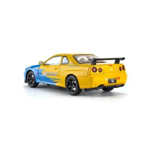 Метална кола Nissan Skyline GT-R – синьо и жълто, 1:24, Без опаковка