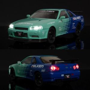 Метална кола Nissan Skyline GT-R – зелено и синьо, 1:24, Без опаковка