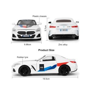 Метална кола BMW Z4 M40i Motorsport, 1:24, Бял, Без опаковка