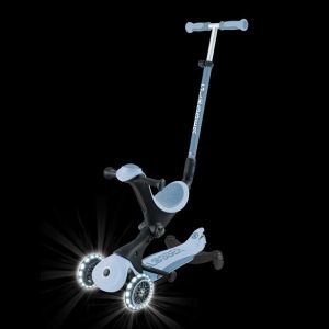 Тротинетка със седалка 5 в 1 GLOBBER GO UP DELUXE LIGHTS ECOLOGIC 360° - пастелно синя