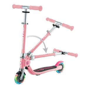 Детска сгъваема тротинетка с две светещи колела Globber Flow Foldable Junior Lights - розова
