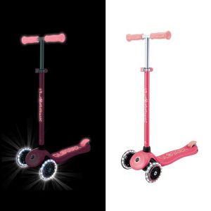 Детска тротинетка със светещи колела PRIMO PLUS GLOW LIGHTS, корал