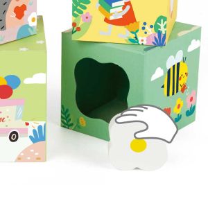Дървени кубчета за подреждане Classic World с горски мотиви