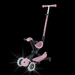 Тротинетка със седалка 5 в 1 GLOBBER GO UP DELUXE LIGHTS ECOLOGIC 360° - розова
