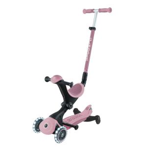 Тротинетка със седалка 5 в 1 GLOBBER GO UP DELUXE LIGHTS ECOLOGIC 360° - розова