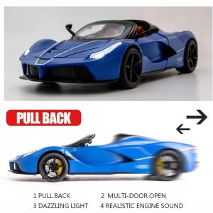 Метален автомобил Ferrari LaFerrari Aperta, Die-Cast модел, 1:22, Син, Без опаковка