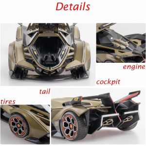 Метален автомобил Lamborghini V12 Vision GT, Die-Cast модел, 1:24, Златист, Без опаковка