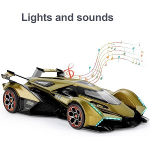 Метален автомобил Lamborghini V12 Vision GT, Die-Cast модел, 1:24, Златист, Без опаковка