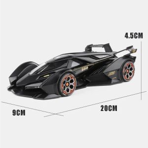 Метален автомобил Lamborghini V12 Vision GT, Die-Cast модел, 1:24, Черен, Без опаковка
