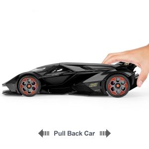 Метален автомобил Lamborghini V12 Vision GT, Die-Cast модел, 1:24, Черен, Без опаковка