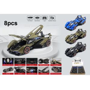 Метален автомобил Lamborghini V12 Vision GT, Die-Cast модел, 1:24, Син, Без опаковка