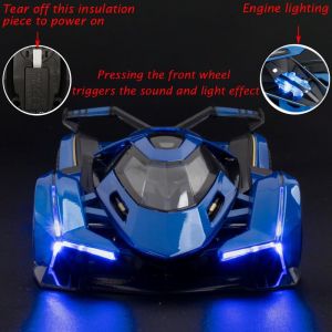 Метален автомобил Lamborghini V12 Vision GT, Die-Cast модел, 1:24, Син, Без опаковка