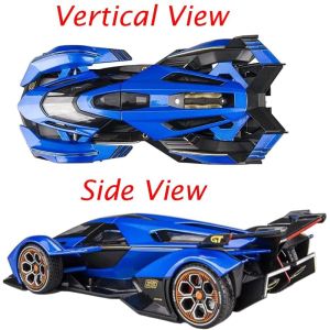 Метален автомобил Lamborghini V12 Vision GT, Die-Cast модел, 1:24, Син, Без опаковка