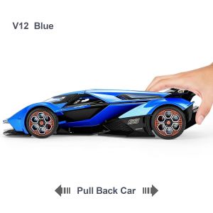 Метален автомобил Lamborghini V12 Vision GT, Die-Cast модел, 1:24, Син, Без опаковка