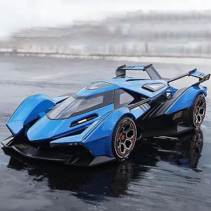 Метален автомобил Lamborghini V12 Vision GT, Die-Cast модел, 1:24, Син, Без опаковка