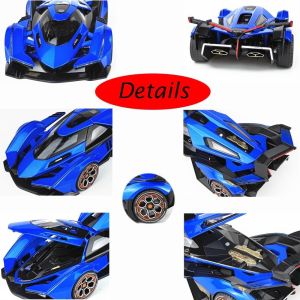Метален автомобил Lamborghini V12 Vision GT, Die-Cast модел, 1:24, Син, Без опаковка