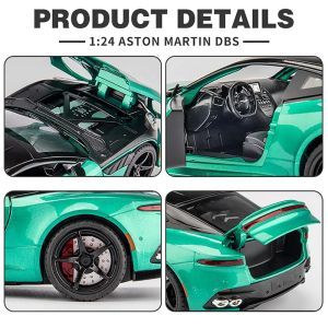 Метален автомобил Aston Martin DBS Superleggera, Die-Cast модел, 1:24, Зелен, Без опаковка