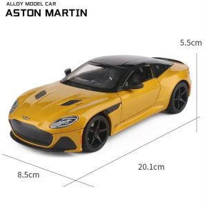 Метален автомобил Aston Martin DBS Superleggera, Die-Cast модел, 1:24, Жълт, Без опаковка