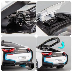 Метален автомобил BMW i8, Die-Cast модел, 1:24, Бял, Без опаковка